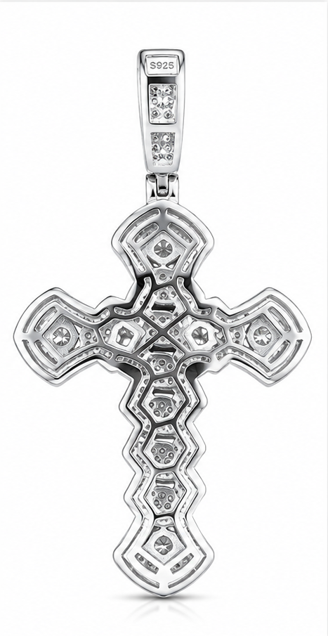 VVS1 S925 Iced Out Cross Pendant