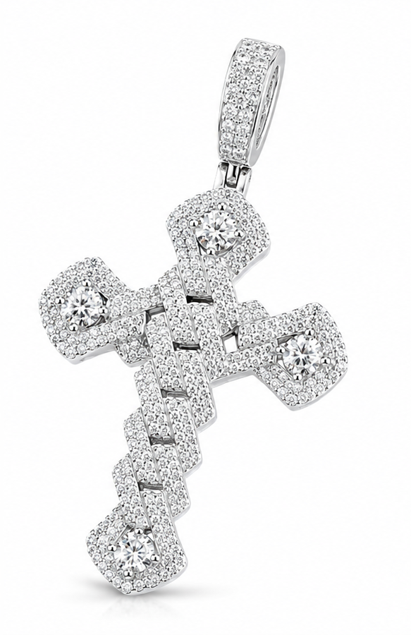 VVS1 S925 Iced Out Cross Pendant