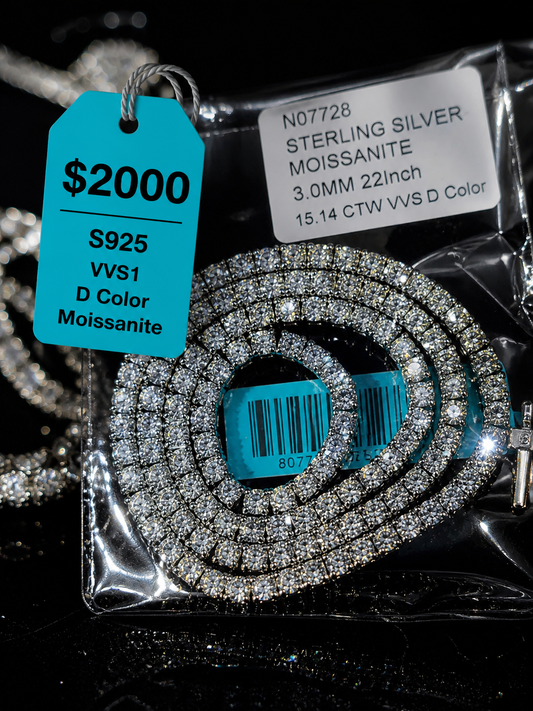 Iced Out VVS Moissanite S925 Tennis Chain